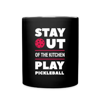 Restez en dehors de la cuisine Jouer au pickleball - Mug uni - noir - Devant