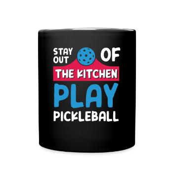 Restez en dehors de la cuisine Jouer au pickleball - Mug uni - noir - Devant