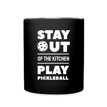 Restez en dehors de la cuisine Jouer au pickleball - Mug uni - noir - Devant