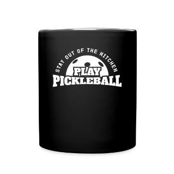 Restez en dehors de la cuisine Jouer au pickleball - Mug uni - noir - Devant