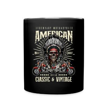 Vintage American Motorcycle Indian Old Motorbike - Full Colour Mug - black - Front