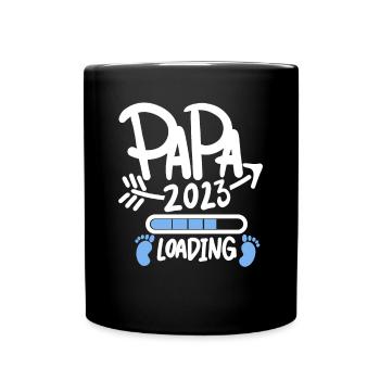 Papa 2023 - Vater 2023 loading Sohn - Tasse einfarbig - Schwarz - Vorne