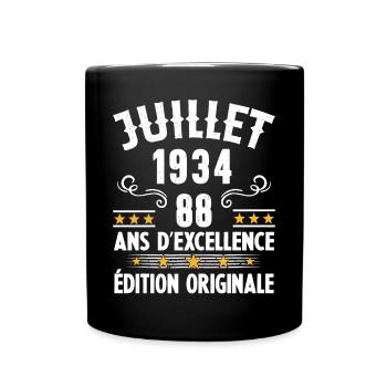 88 Ans Anniversaire Vintage Né(e) en Juillet 1934 - Mug uni - noir - Devant