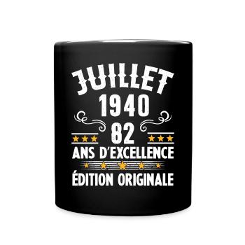 82 Ans Anniversaire Vintage Né(e) en Juillet 1940 - Mug uni - noir - Devant