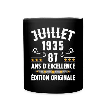 87 Ans Anniversaire Vintage Né(e) en Juillet 1935 - Mug uni - noir - Devant