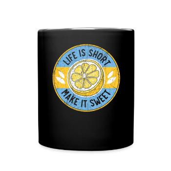 Life Is Short Make It Sweet Lemon Lover Fruit - Full Colour Mug - black - Front