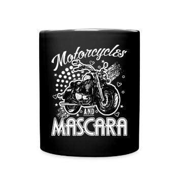 Motorräder und Mascara Damen Motorrad Biker - Tasse einfarbig - Schwarz - Vorne