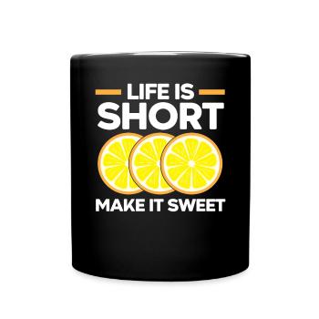 Life Is Short Make It Sweet Lemon Lover Fruit - Full Colour Mug - black - Front
