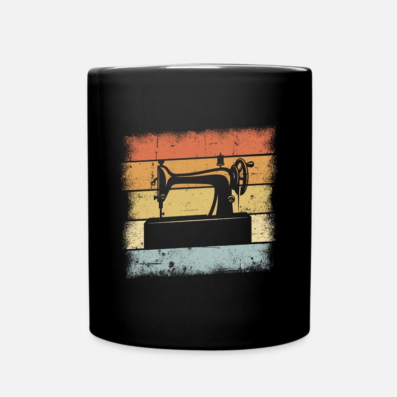 Nähmaschine Vintage - Tasse einfarbig - Schwarz