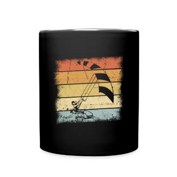 Kiteboarding Sunset Retro Design - Tasse einfarbig - Schwarz - Vorne