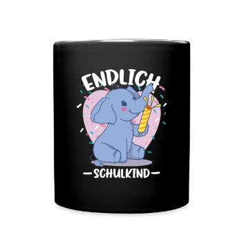 Endlich Schulkind 1. Klasse - Tasse einfarbig - Schwarz - Vorne