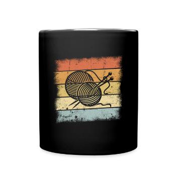 Knitting Motif - Full Colour Mug - black - Front