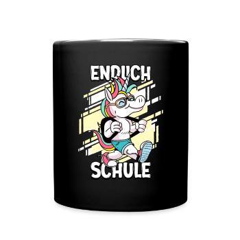 Endlich Schule 1. Klasse Schulkind - Tasse einfarbig - Schwarz - Vorne