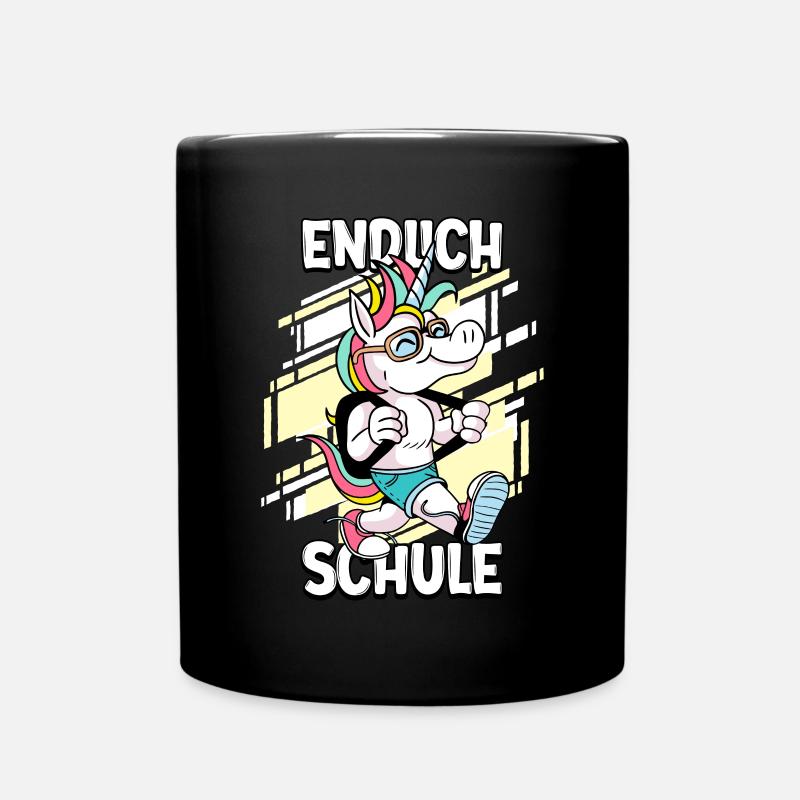Endlich Schule 1. Klasse Schulkind - Tasse einfarbig - Schwarz