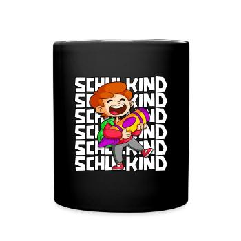 Einschulung Junge 1. Klasse Schulkind - Tasse einfarbig - Schwarz - Vorne