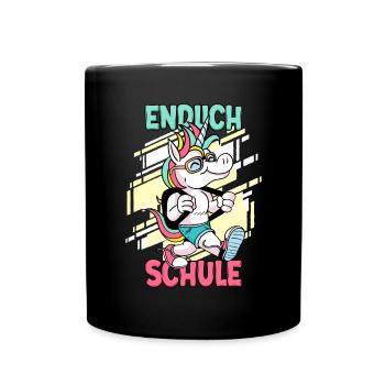Endlich Schule 1. Klasse Schulkind - Tasse einfarbig - Schwarz - Vorne