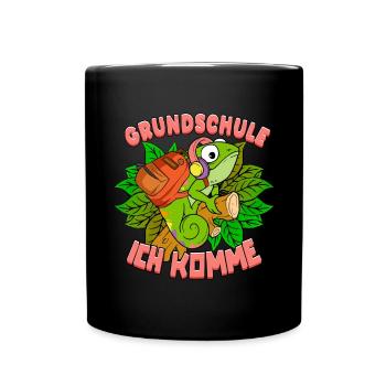 Grundschule ich komme 1. Klasse Schulkind - Tasse einfarbig - Schwarz - Vorne