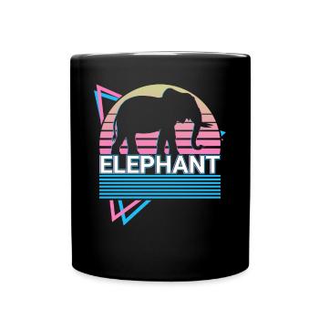 Elefant Retro Geschenk - Tasse einfarbig - Schwarz - Vorne