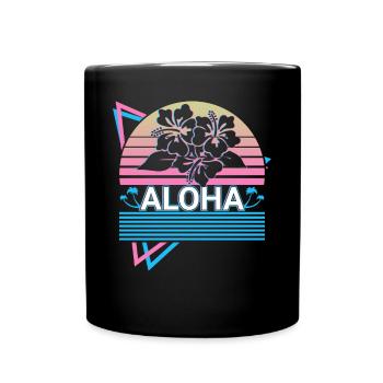 Aloha Hibiskus Hawaii Blume Retro Geschenk - Tasse einfarbig - Schwarz - Vorne