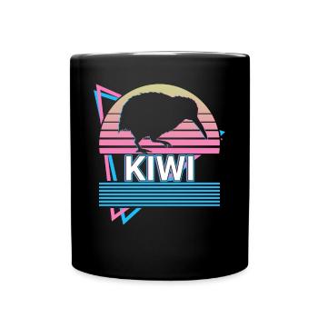 Kiwi Retro Geschenk - Tasse einfarbig - Schwarz - Vorne