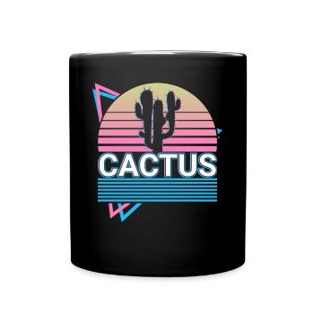Cactus Retro Gift - Full Colour Mug - black - Front