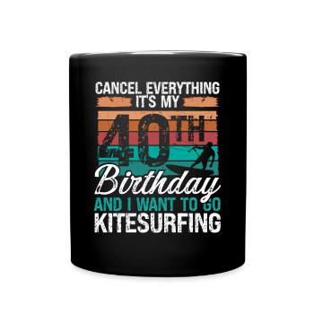 40 Birthday Kiteboarding Kitesurfer 40 Year Old - Full Colour Mug - black - Front