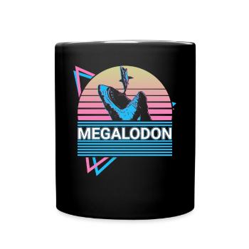 Megalodon Hai Retro Gift - Full Colour Mug - black - Front