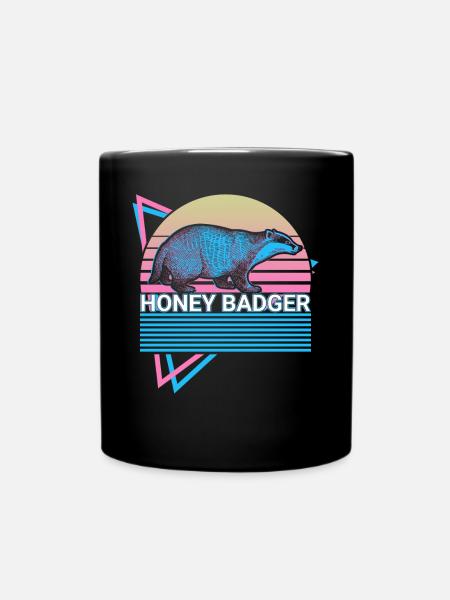 Honigdachs Retro-Geschenk - Tasse einfarbig - Schwarz