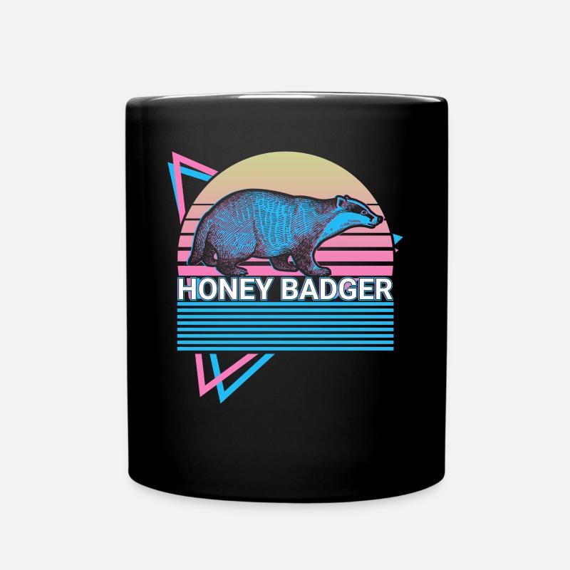 Honigdachs Retro-Geschenk - Tasse einfarbig - Schwarz