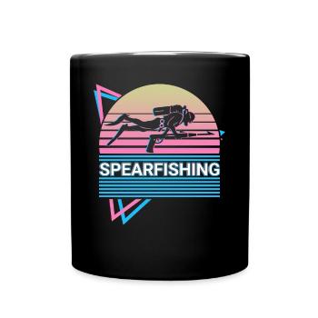 Speerfischen Speerfischer Retro Geschenk - Tasse einfarbig - Schwarz - Vorne