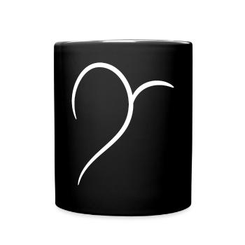 Cool Half White Heart - Full Colour Mug - black - Front
