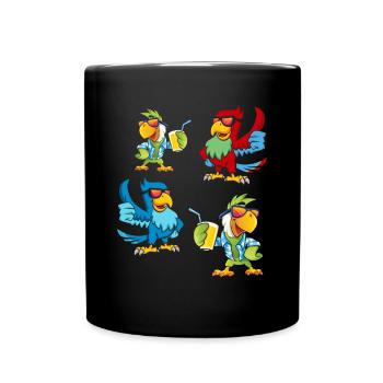 Parrot Birds Sunglasses Cool Parrot Birds & - Full Colour Mug - black - Front