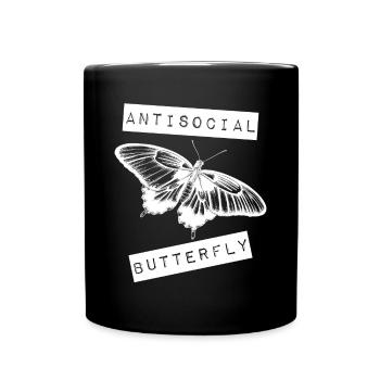 Antisozialer Schmetterling Introvertierter Jahrgang - Tasse einfarbig - Schwarz - Vorne