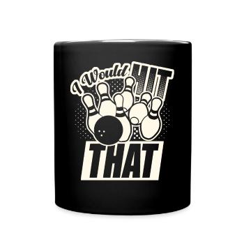 Ich würde diesen lustigen Bowling-Retro-Bowler treffen - Tasse einfarbig - Schwarz - Vorne