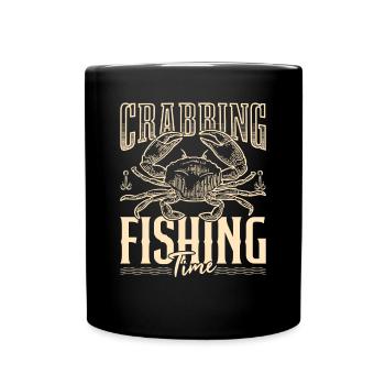 Krabbenzeit Angeln für Krabben Rockpool Fischer - Tasse einfarbig - Schwarz - Vorne