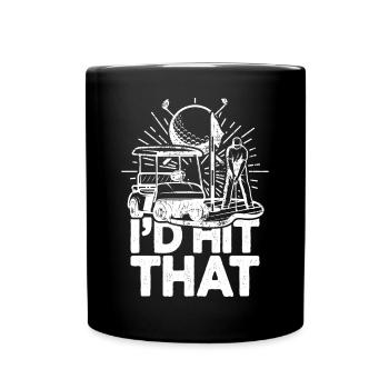 Ich würde diesen lustigen Golf-Retro-Golfer treffen - Tasse einfarbig - Schwarz - Vorne