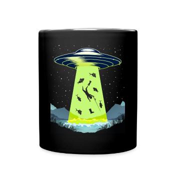 Funny Fishing UFO Alien Fisherman Lake Fishing - Full Colour Mug - black - Front