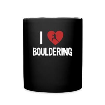 I love Bouldering Klettern Sportklettern Kraxler - Tasse einfarbig - Schwarz - Vorne