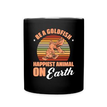 Happy Goldfish - Tasse einfarbig - Schwarz - Vorne