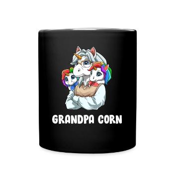 Opa Einhorn - Lustiges Opa-Enkel-Kostüm - Tasse einfarbig - Schwarz - Vorne