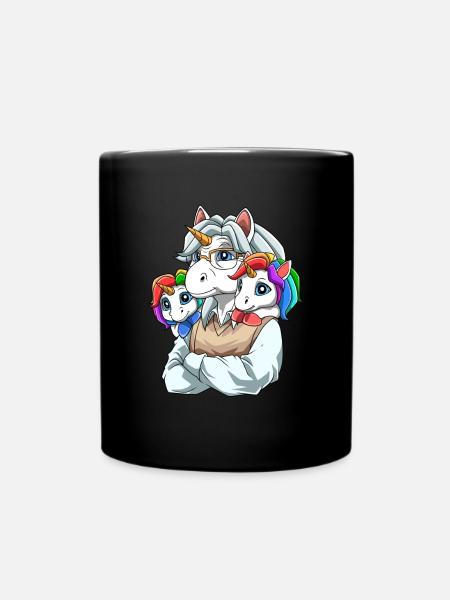 Enkelkinder und Großvater Einhörner - Tasse einfarbig - Schwarz
