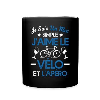 Je suis un mec simple j'aime le vélo et l'apéro - Mug uni - noir - Devant