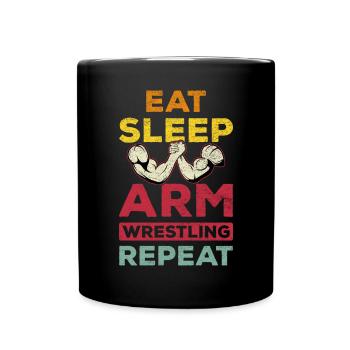 Eating Sleep Arm Press Repetition Arm Press - Full Colour Mug - black - Front