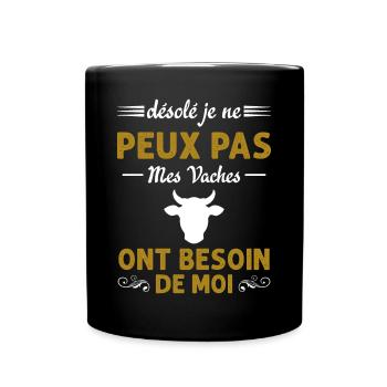 Mes Vaches Cadeau drôle pour l'agriculteur - Mug uni - noir - Devant