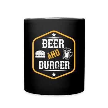 Bière et burger - Mug uni - noir - Devant