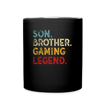 Son Brother Gaming-Legende Retro Vintage Funny Vide - Tasse einfarbig - Schwarz - Vorne