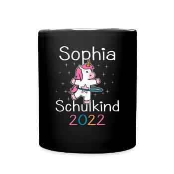 Einschulung 2022 Sophia Einhorn Erstklässler 2022 - Tasse einfarbig - Schwarz - Vorne