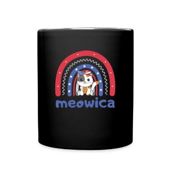 Chat pour le quatrième juillet USA Rainbow Meowica - Mug uni - noir - Devant