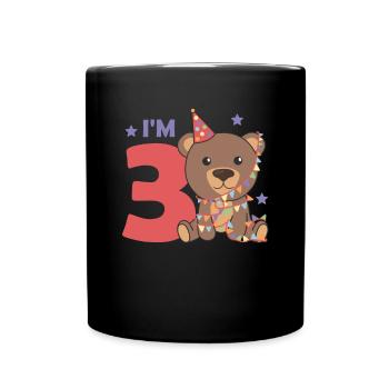 Bear for the third birthday for children 3 years old - Full Colour Mug - black - Front