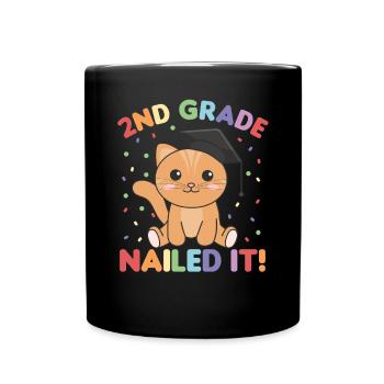 Kids 2nd Grade nailed it Katze Graduation - Tasse einfarbig - Schwarz - Vorne